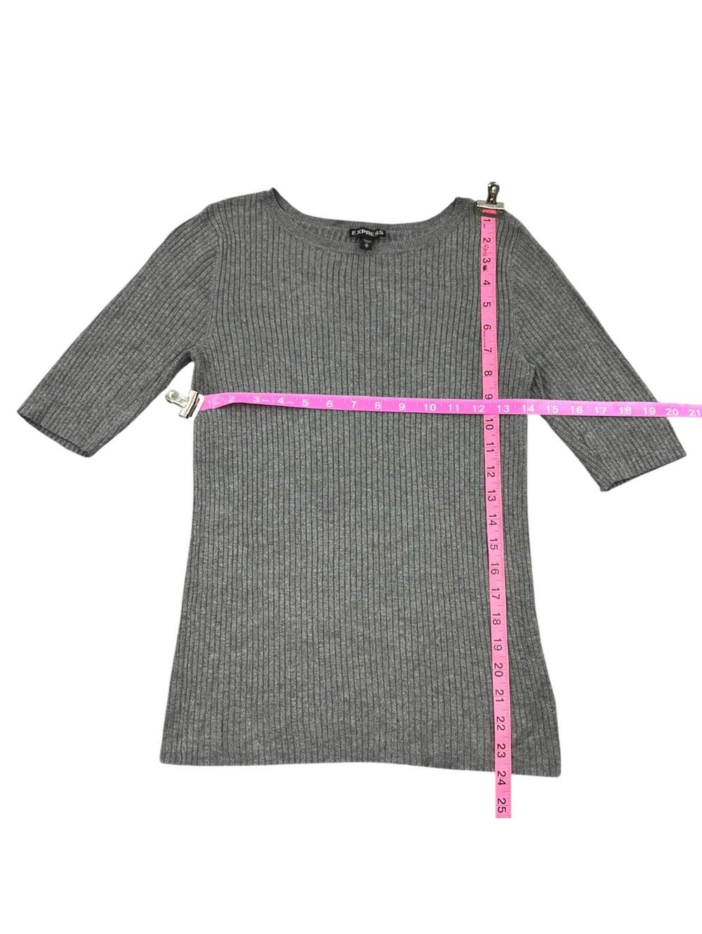 Express Gray Ribbed Boatneck Knit Top - Picture 7 of 8